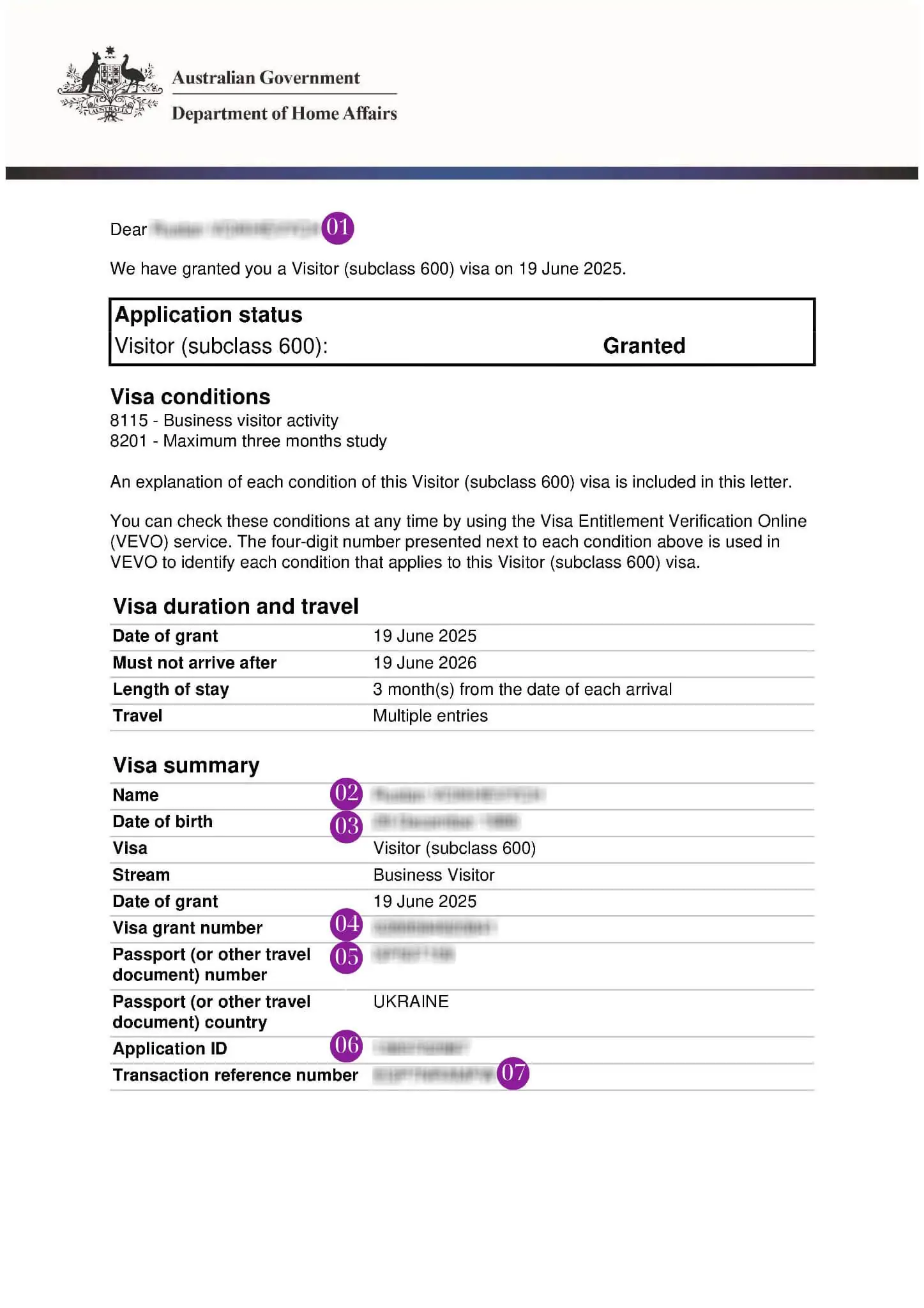 Зразок візи