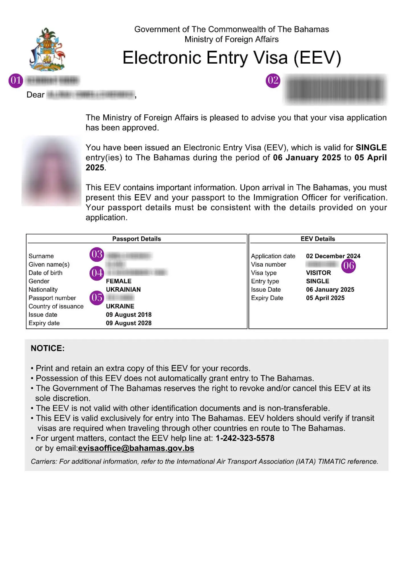 Зразок візи