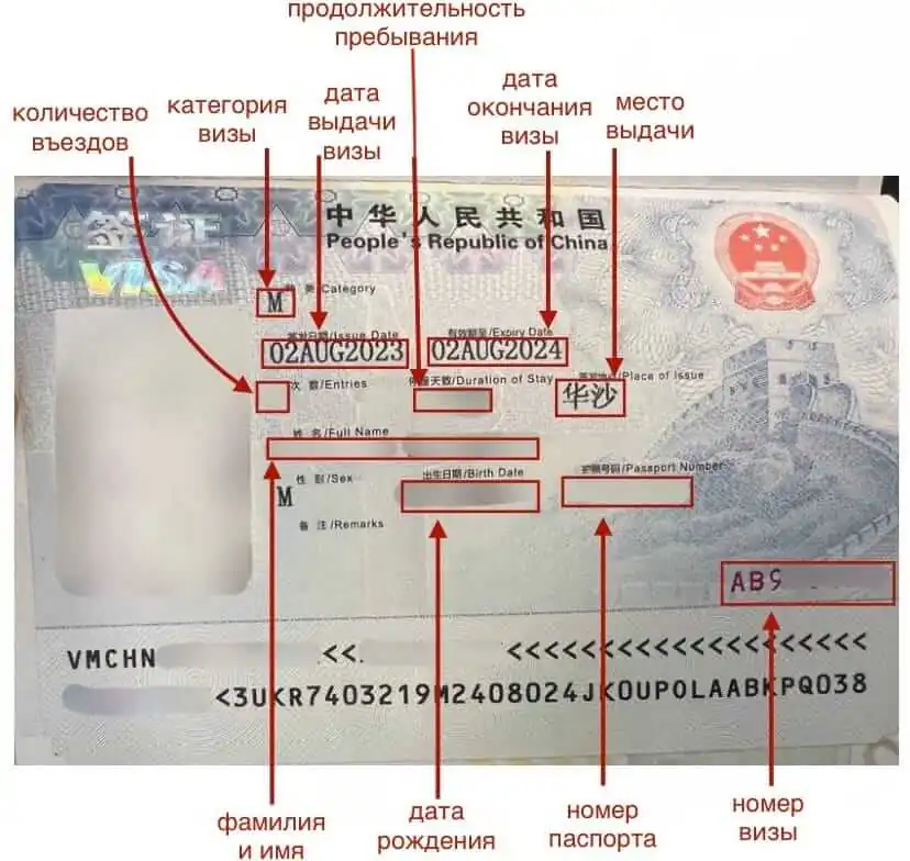 Зразок візи